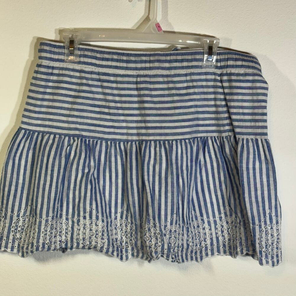 Vineyard Vines Skirt Womens  Medium Yacht Blue White Striped Cotton Eyelet Beach